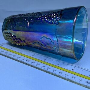 Indiana Glass Cup or Vasr, Blue Iridescent Blue